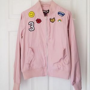 NEW Women's Blush Bomber Jacket with Patches